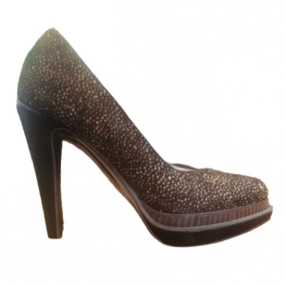Cole Haan leoprd prnt pony hair dble platform 4.5” patent heels SZ 6.5 Mobwife - Picture 3 of 10